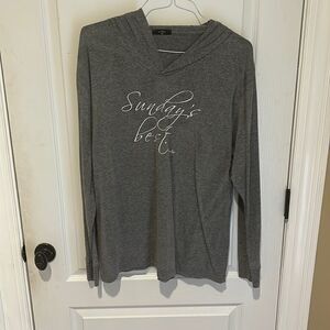 New Written "Sunday's Best" Gray Hoodie Long Sleeve T-shirt